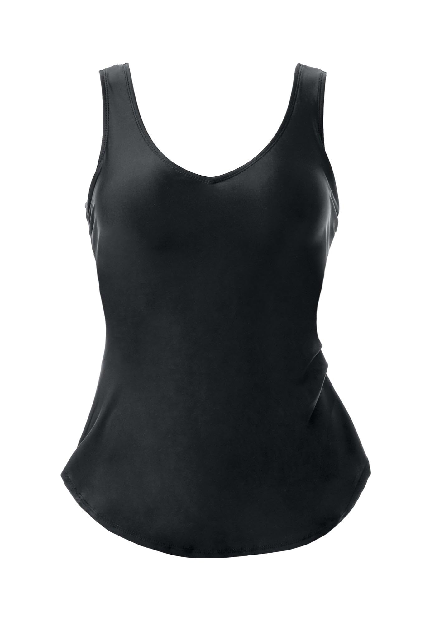Swim 365 Women's Plus Size Sarong V-Neck Tummy Control One-Piece Swimsuit - 14, Black - Image 4