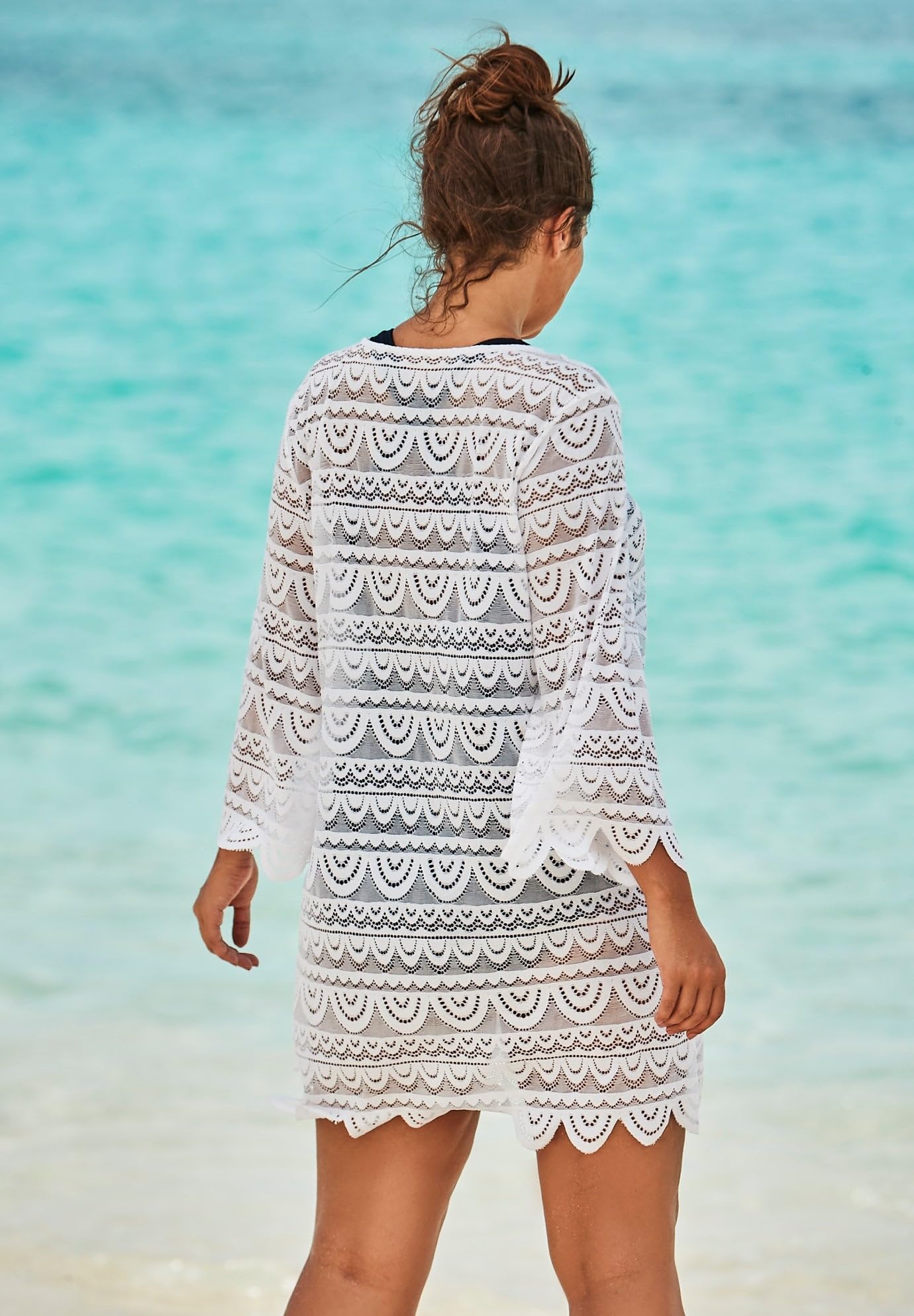 Swim 365 Women's Plus Size Scallop Lace Cover Up - Image 2