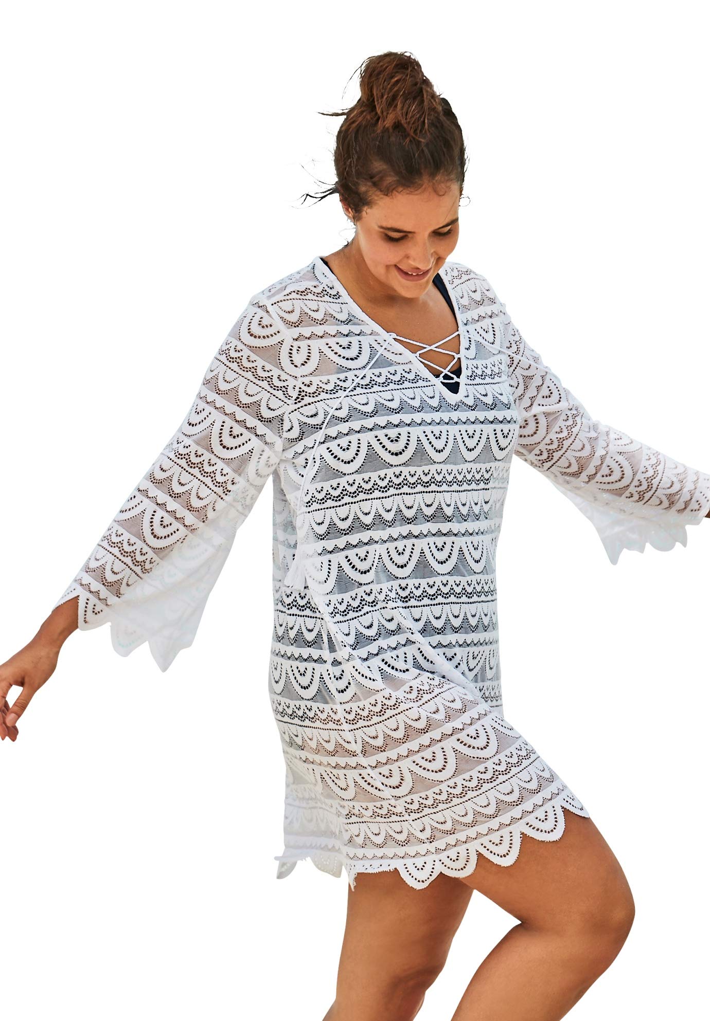Swim 365 Women's Plus Size Scallop Lace Cover Up - Image 8