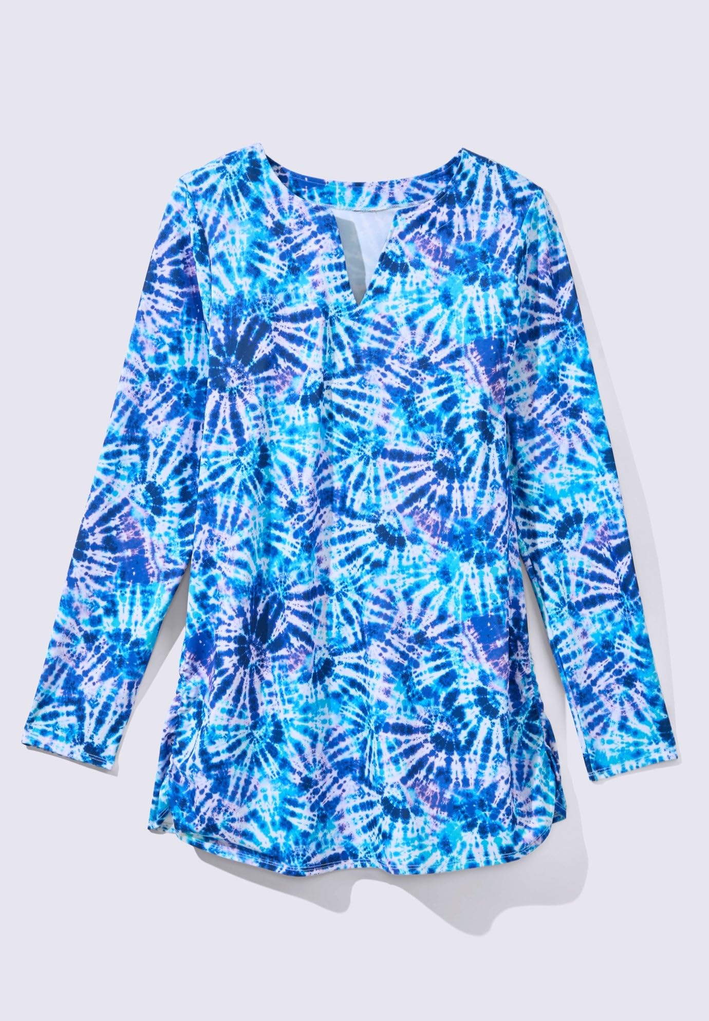Swim 365 Women's Plus Size Split-Neck Long Sleeve Swim Tee with Built-in Bra - Image 4