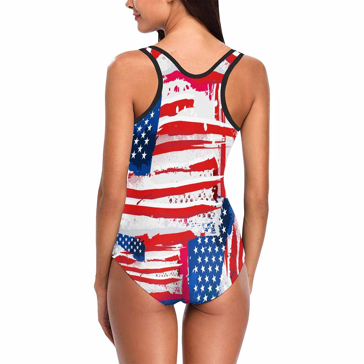 Swimsuit Women's One Piece Tank Top Bikini USA Flag Print Funny Bathing Suit Swimwear Beachwear - Image 2