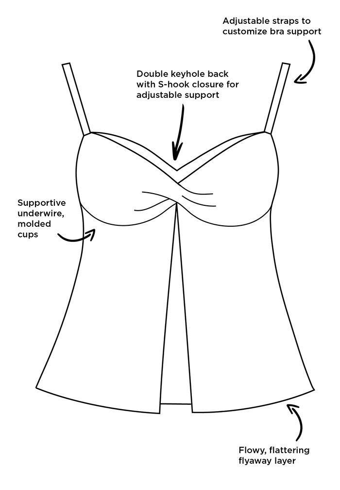 Swimsuits For All Faux Flyaway Underwire Tankini Set with Skort - Image 4