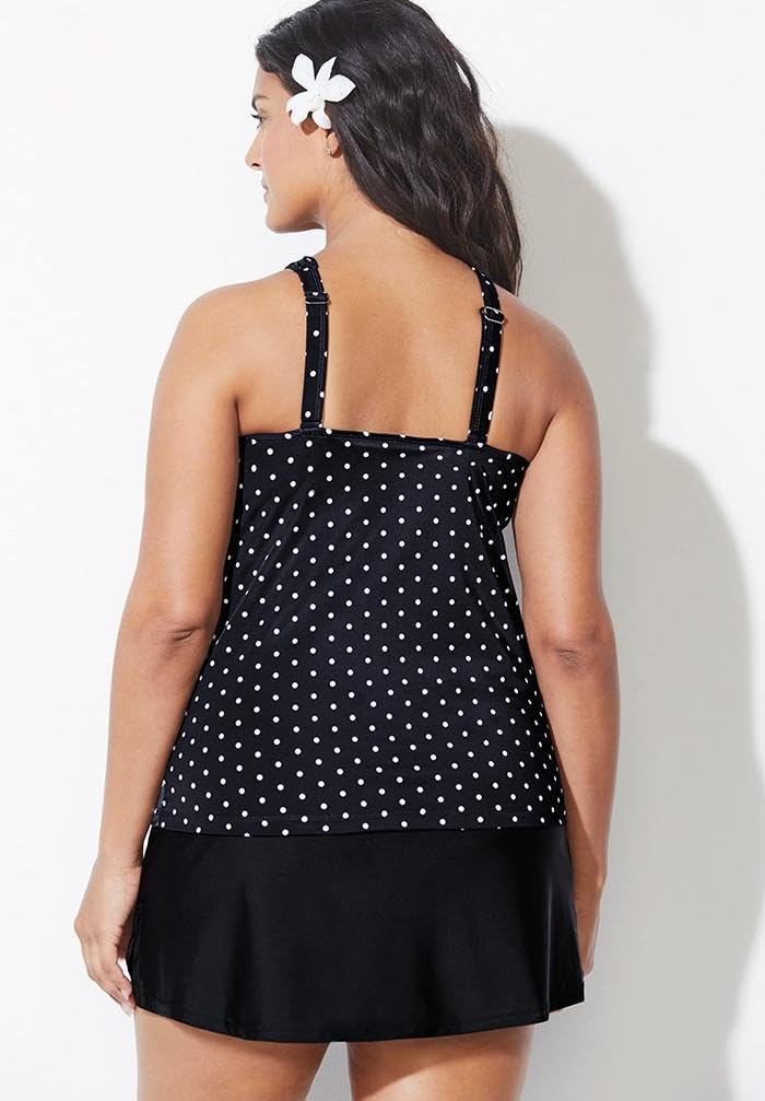 Swimsuits For All High Neck Tankini Set with Side Slit Skirt - Image 3