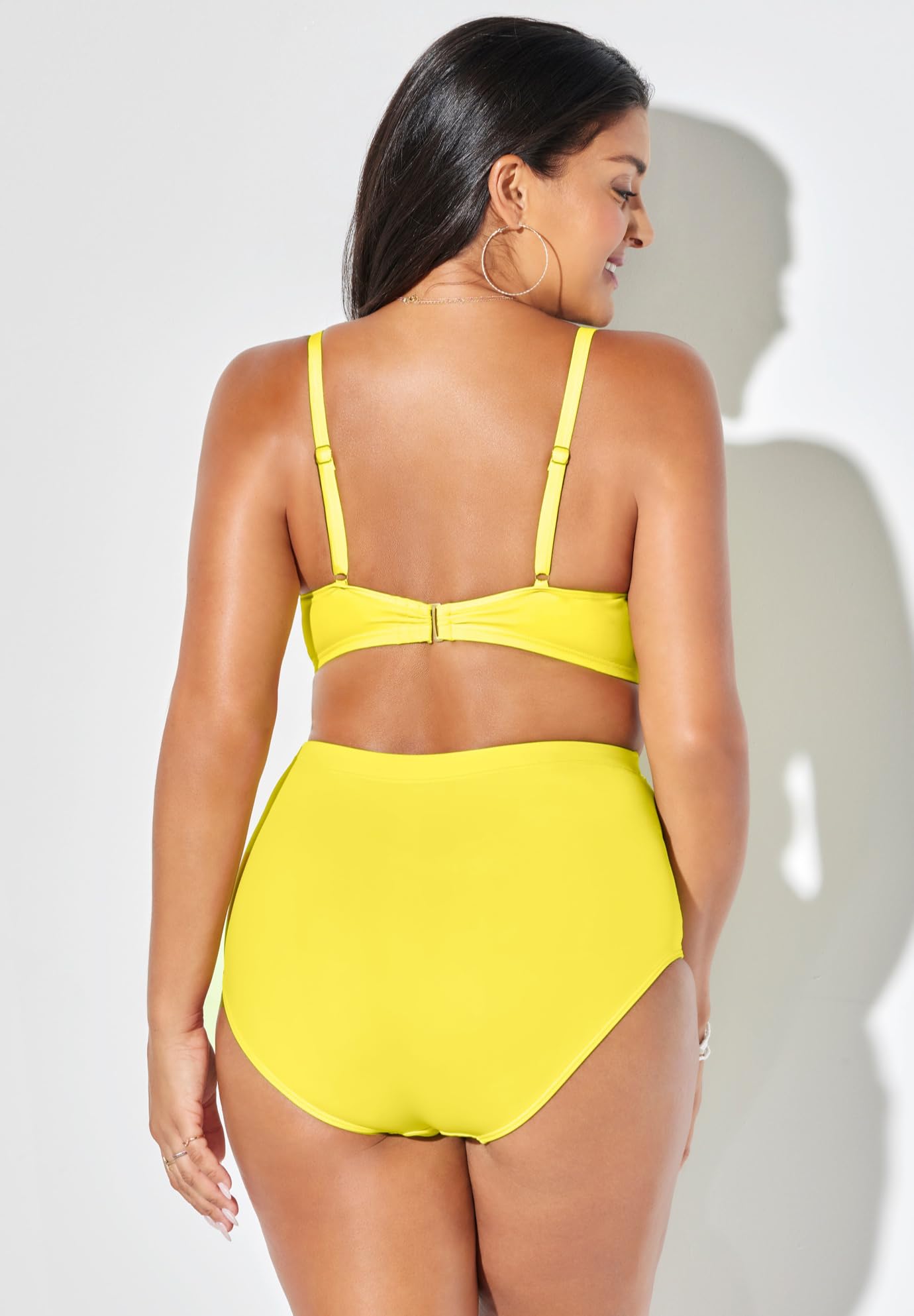 Swimsuits For All Mentor Tie Front Shirred High Waist Bikini Set - Image 2