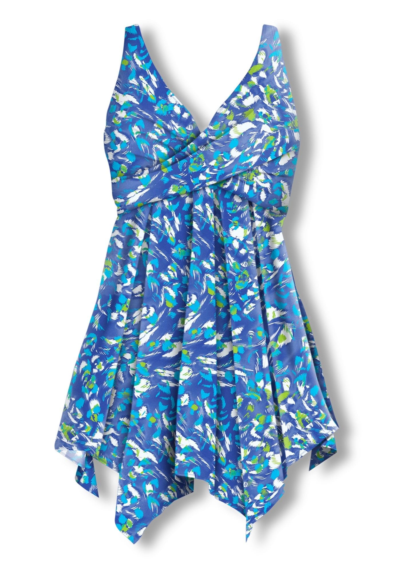Swimsuits For All Swim 365 Women's Plus Size Handkerchief-Hem Twist-Front Tummy Control Two-Piece Swim Dress - Image 5