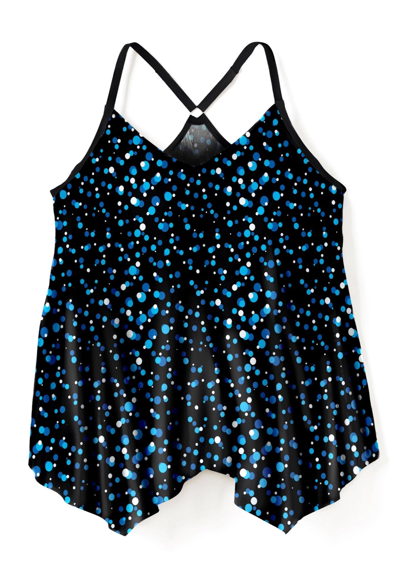 Swimsuits For All Swim 365 Women's Plus Size Longer-Length Draped Mesh Racerback Tankini Top - Image 4