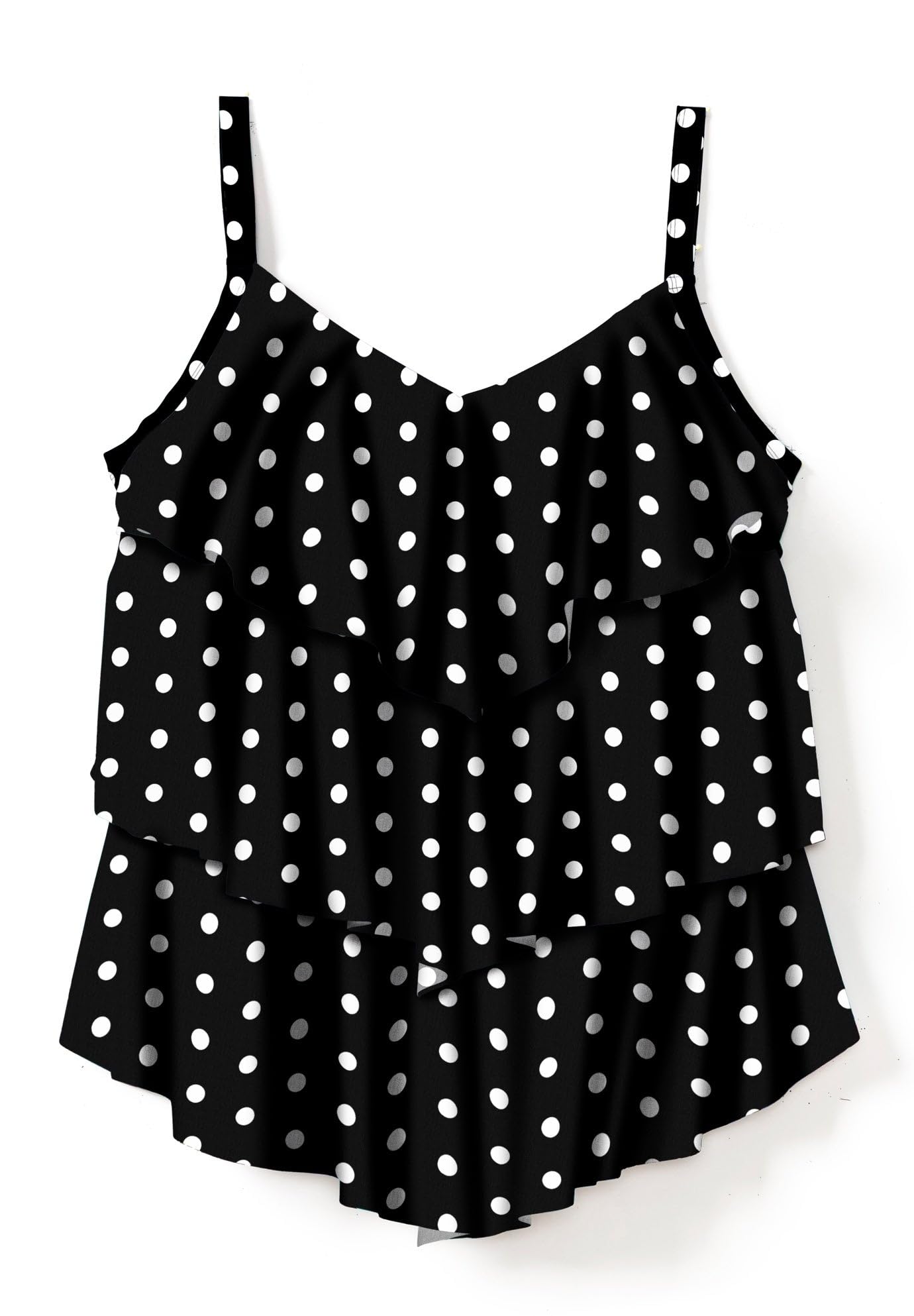 Swimsuits For All Swim 365 Women's Plus Size Longer-Length V-Neck Tiered-Ruffle Tummy Control Tankini Top - Image 4