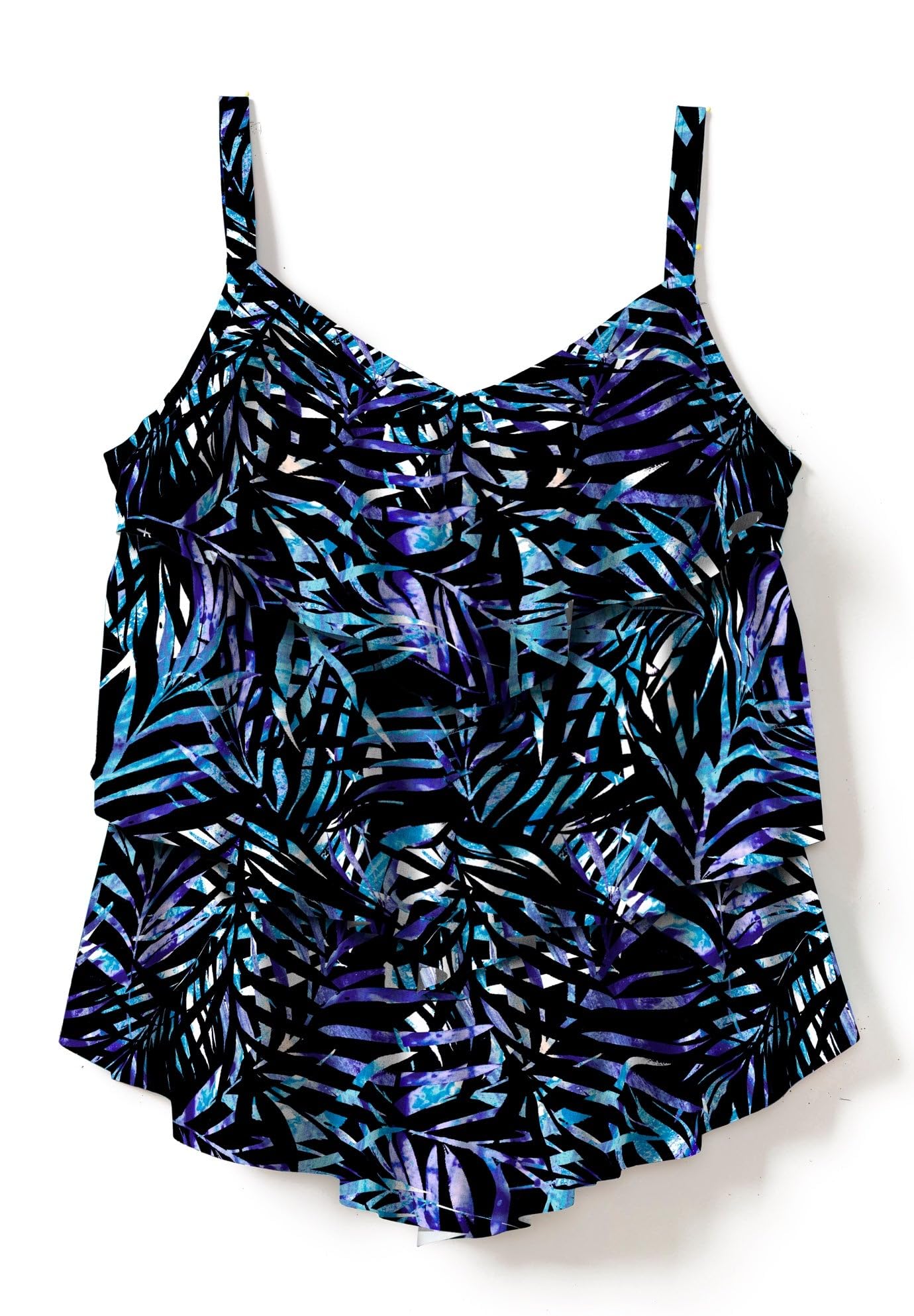 Swimsuits For All Swim 365 Women's Plus Size Longer-Length V-Neck Tiered-Ruffle Tummy Control Tankini Top - Image 4