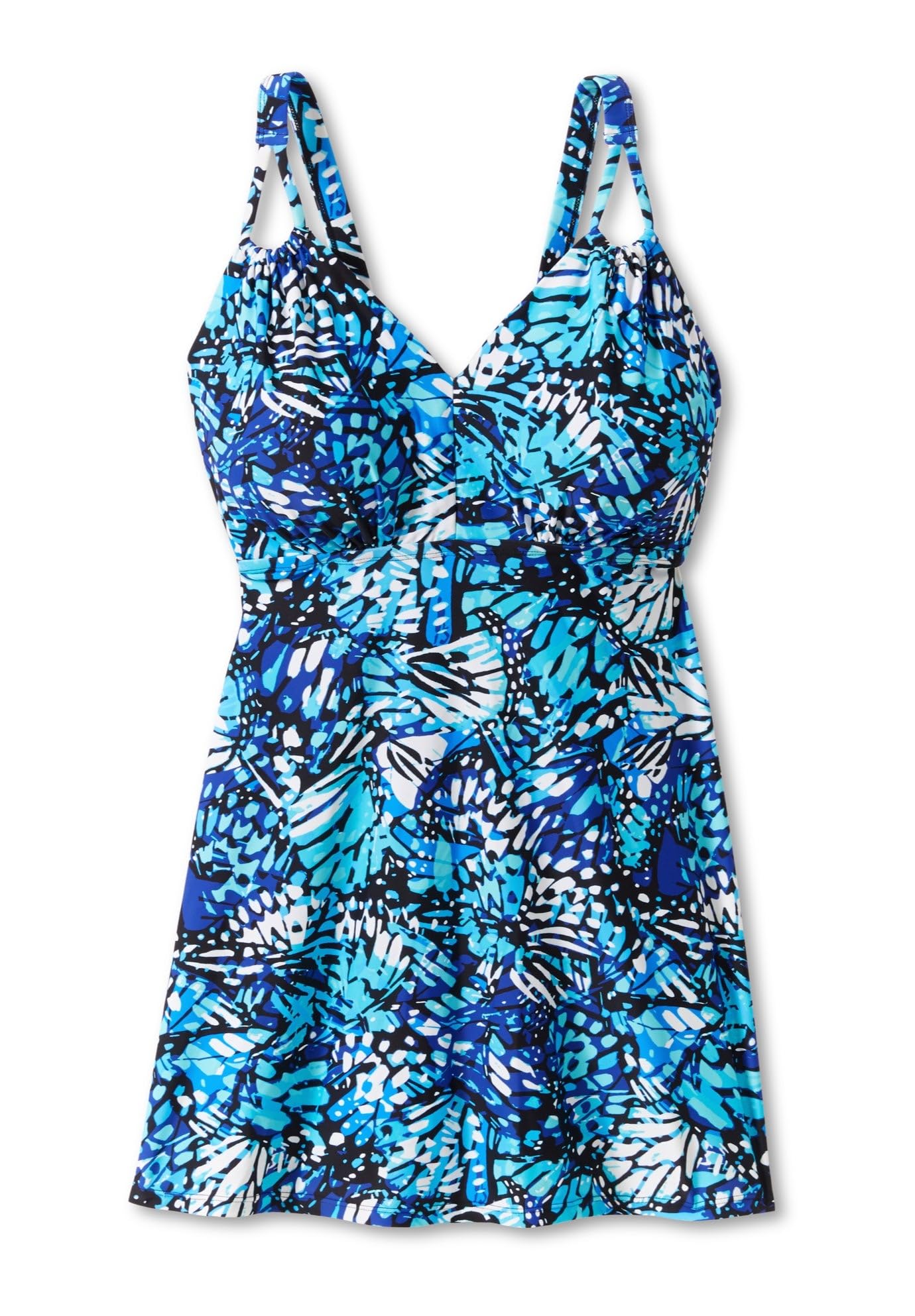 Swimsuits For All Swim 365 Women's Plus Size Loop-Strap V-Neck Tummy Control Two-Piece Swim Dress - Image 4