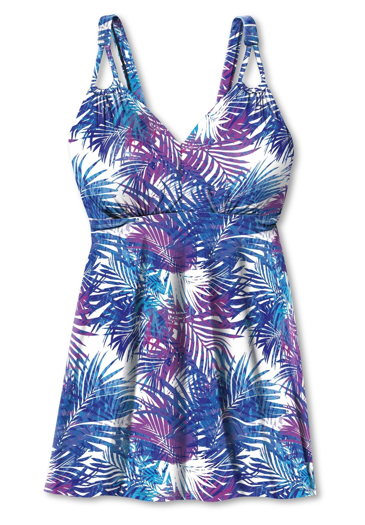 Swimsuits For All Swim 365 Women's Plus Size Loop-Strap V-Neck Tummy Control Two-Piece Swim Dress - Image 4