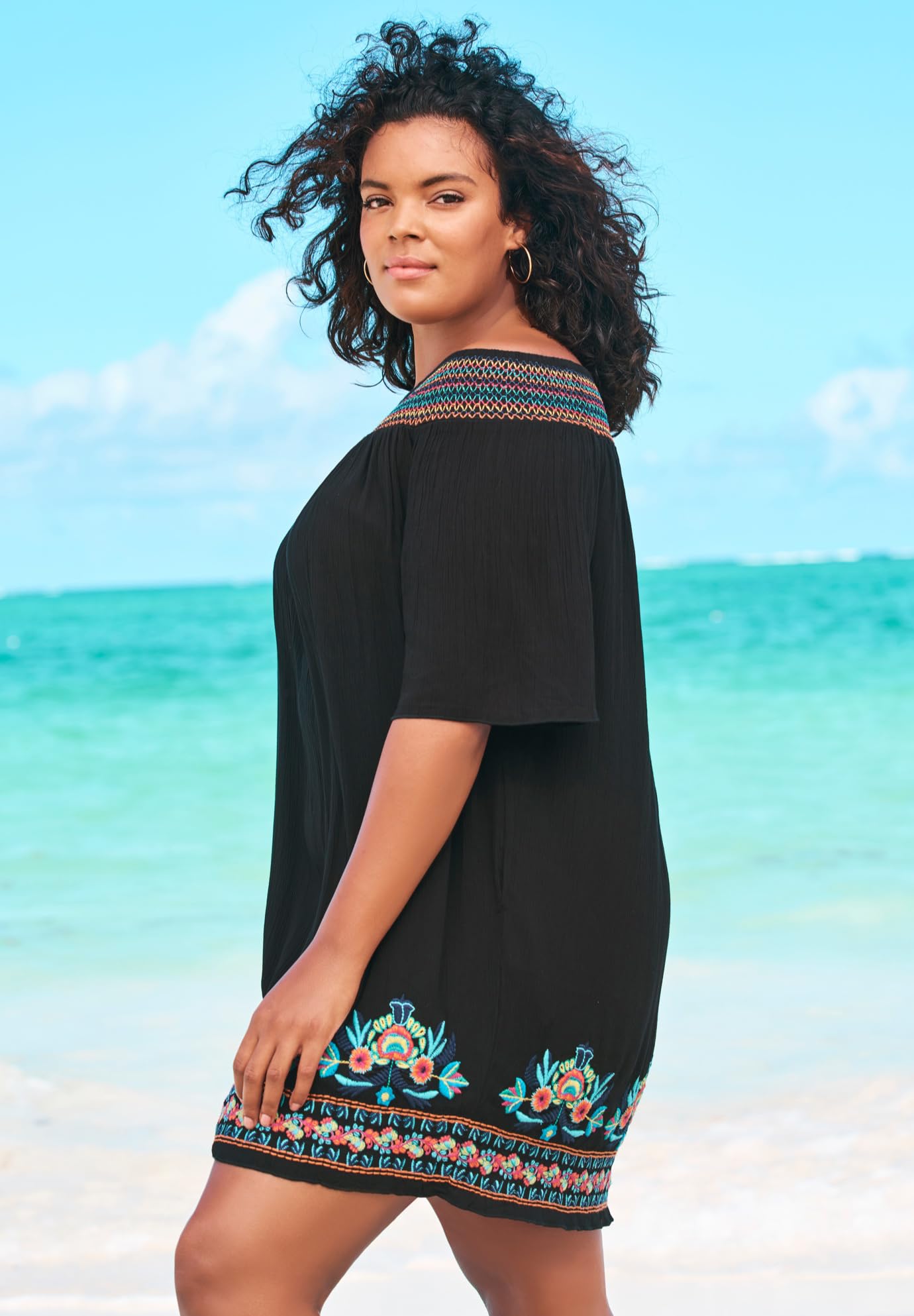 Swimsuits For All Swim 365 Women's Plus Size Off-The-Shoulder Cover Up - Image 3
