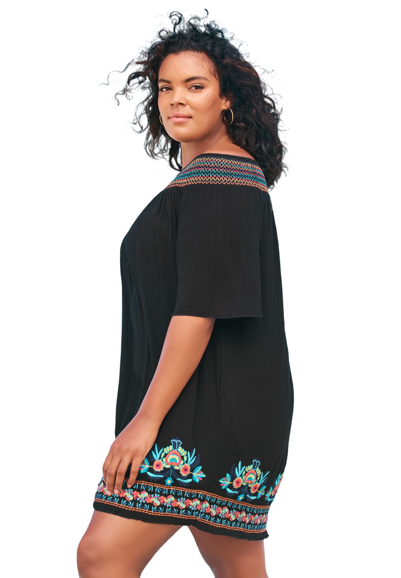 Swimsuits For All Swim 365 Women's Plus Size Off-The-Shoulder Cover Up - Image 5