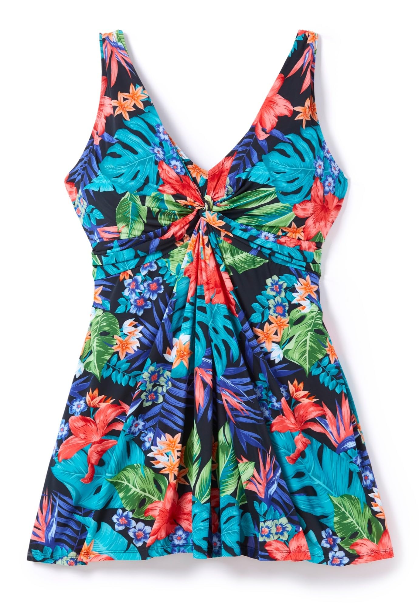 Swimsuits For All Swim 365 Women's Plus Size Twist-Front V-Neck Tummy Control A-Line Swim Dress - Image 4