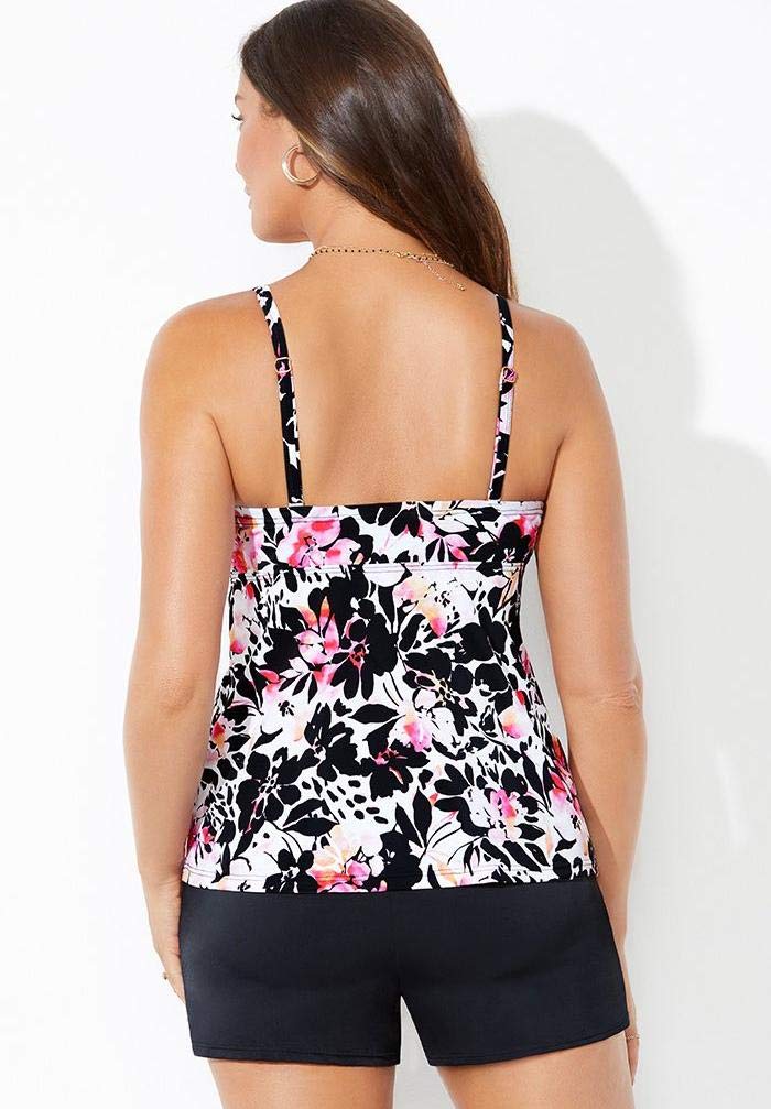 Swimsuits For All Tie Front Underwire Tankini Set with Banded Short - Image 2