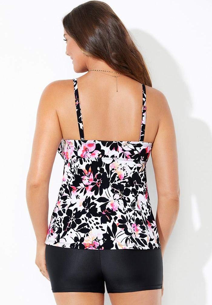 Swimsuits For All Tie Front Underwire Tankini Set with Boy Short - Image 2