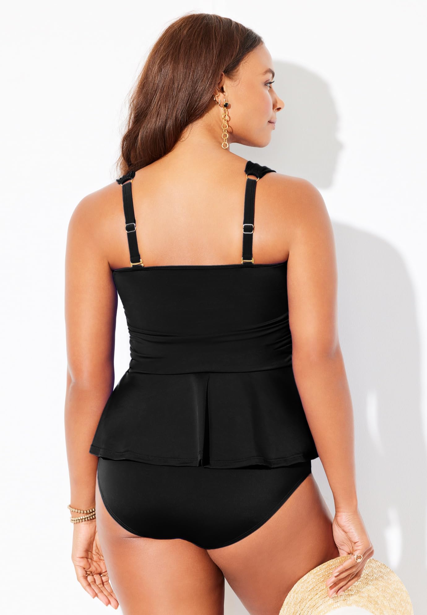 Swimsuits For All Underwire Shirred Ring Bandeau Tankini Set - Image 2