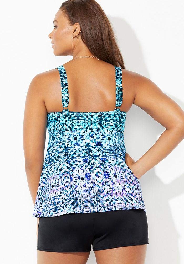 Swimsuits For All V-Neck Flowy Tankini Set with Banded Short - Image 2