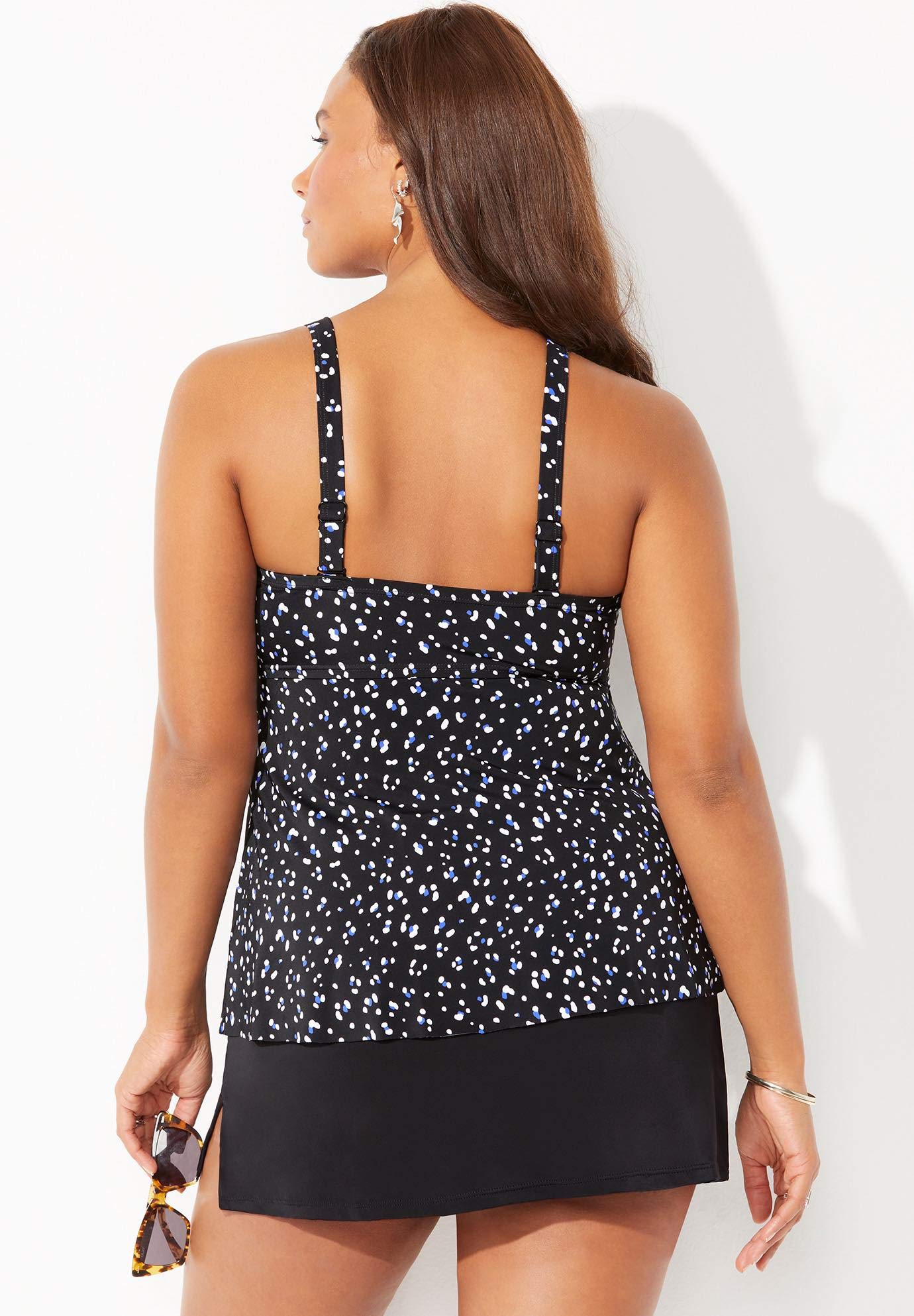 Swimsuits For All V-Neck Twist Tankini Set with Side Slit Skirt - Image 2