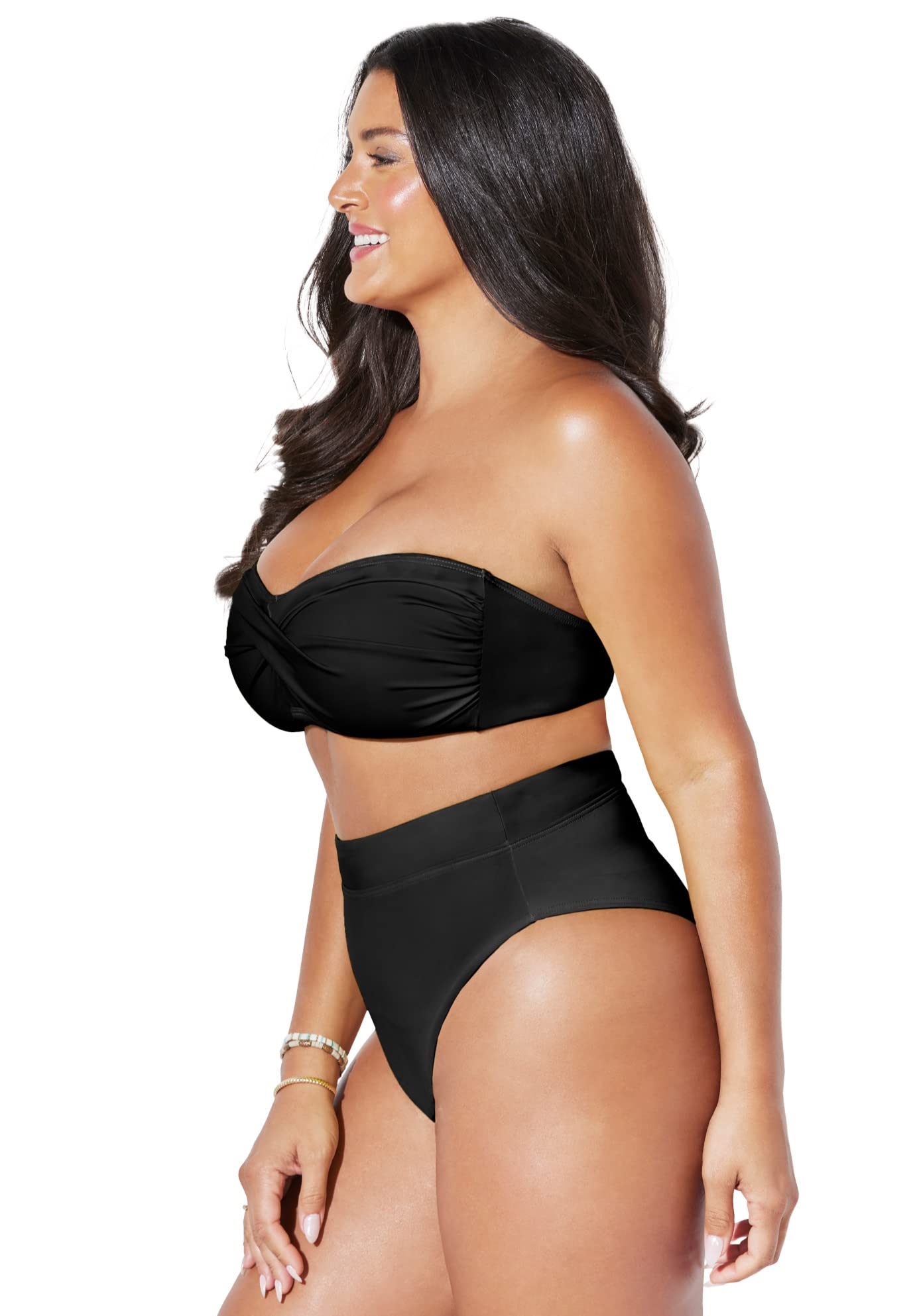 Swimsuits For All Valentine Ruched Bandeau High Waist Bikini Set - Image 3
