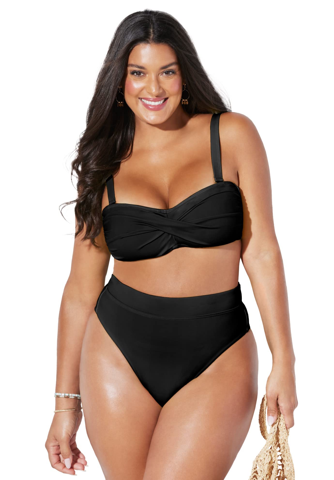 Swimsuits For All Valentine Ruched Bandeau High Waist Bikini Set - Image 4