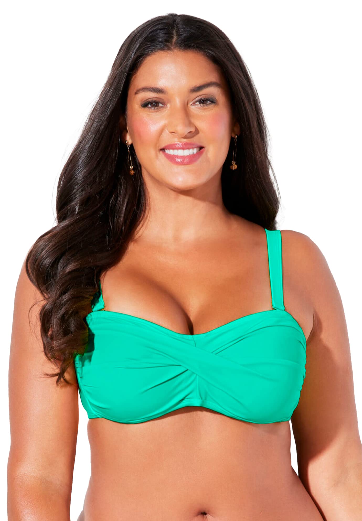 Swimsuits For All Valentine Ruched Bandeau Side Tie Bikini Set - Image 5
