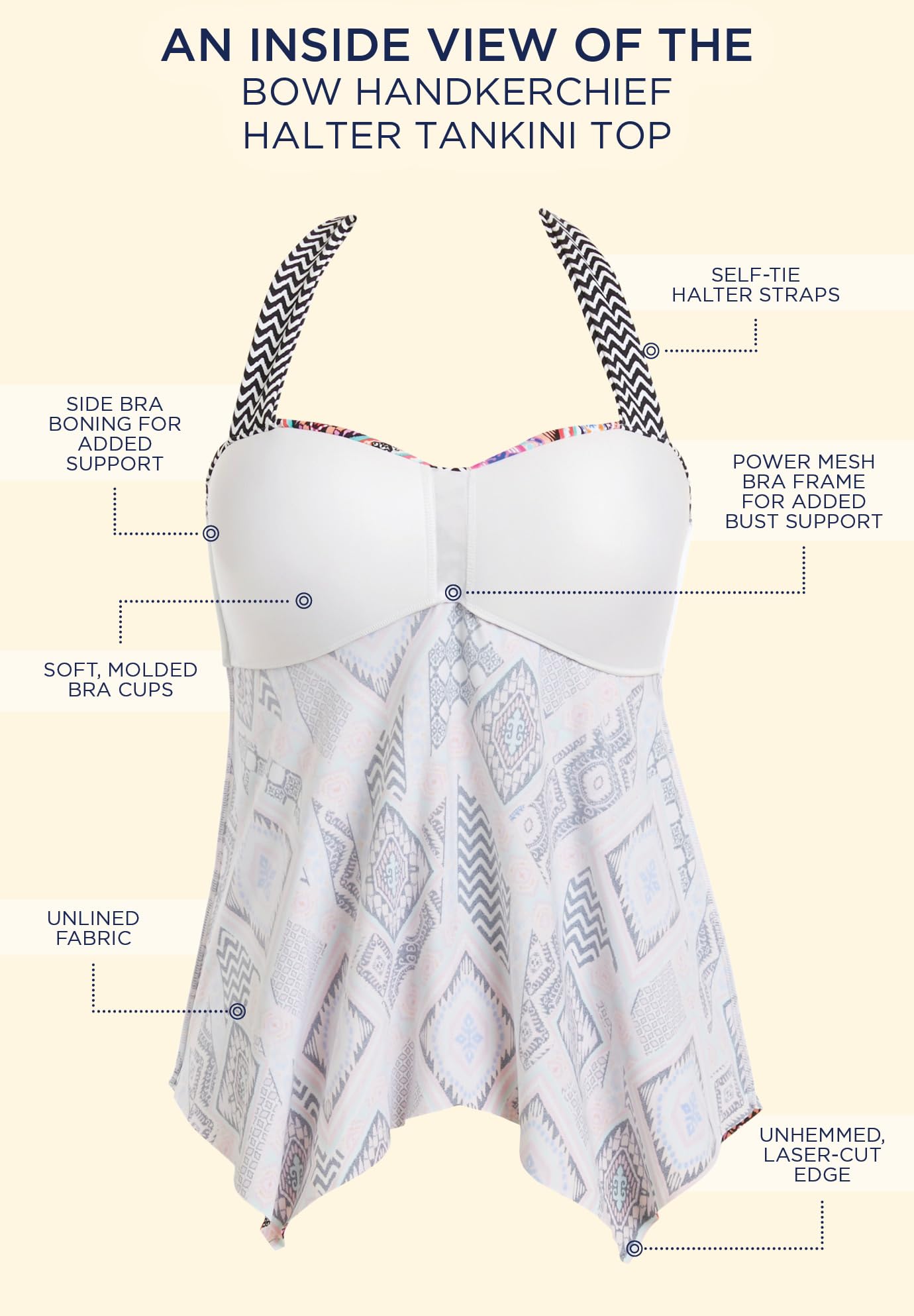 Swimsuits For All Women's Bow Handkerchief Halter Tankini Top (Plus - Image 3