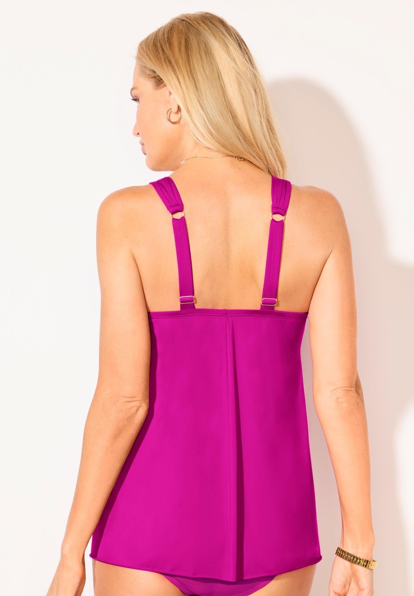 Swimsuits For All Women's Bra Sized Drape Front Lightweight Underwire Tankini Top (Plus - Image 2