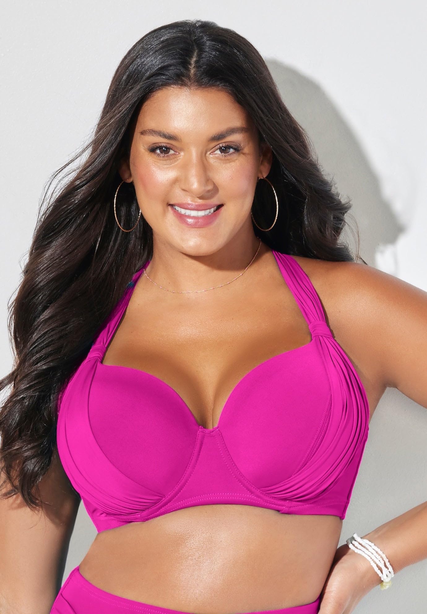 Swimsuits For All Women's Bra Sized Drape Front Underwire Bikini Top (Plus - Image 5