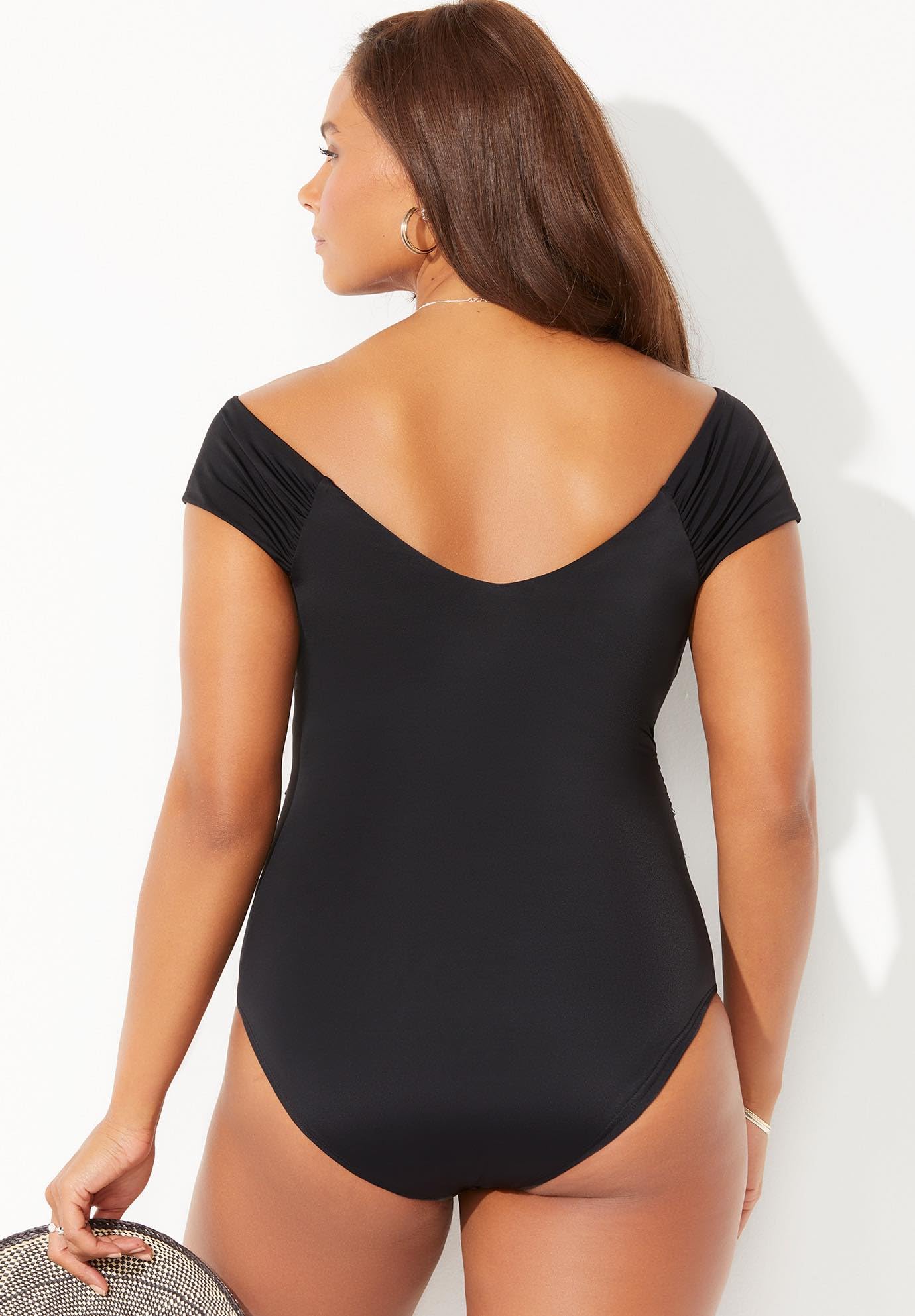 Swimsuits For All Women's Cap Sleeve Cut Out One Piece Swimsuit (Plus - Image 2