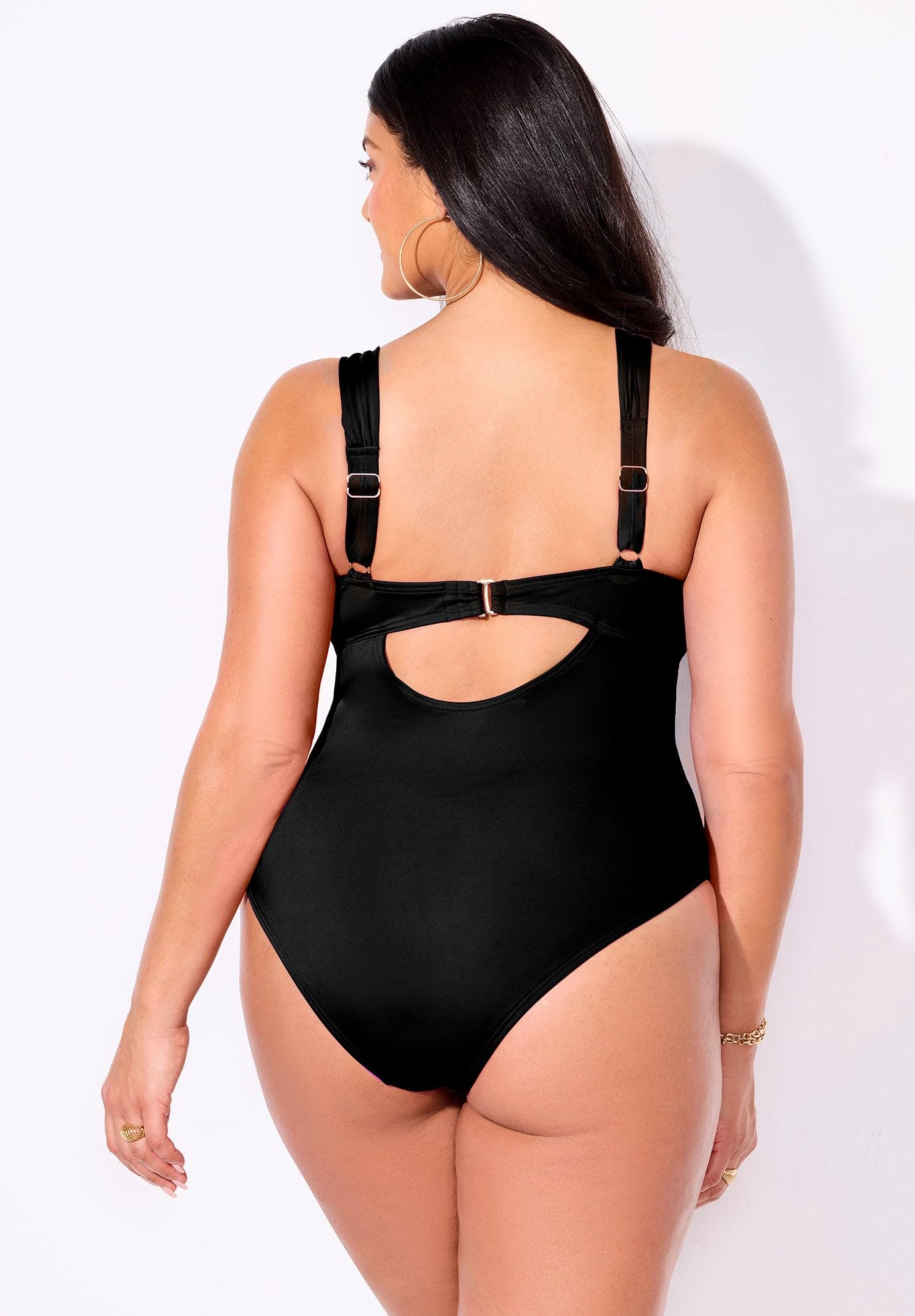 Swimsuits For All Women's Chain Accent Underwire One Piece Swimsuit (Plus - Image 2