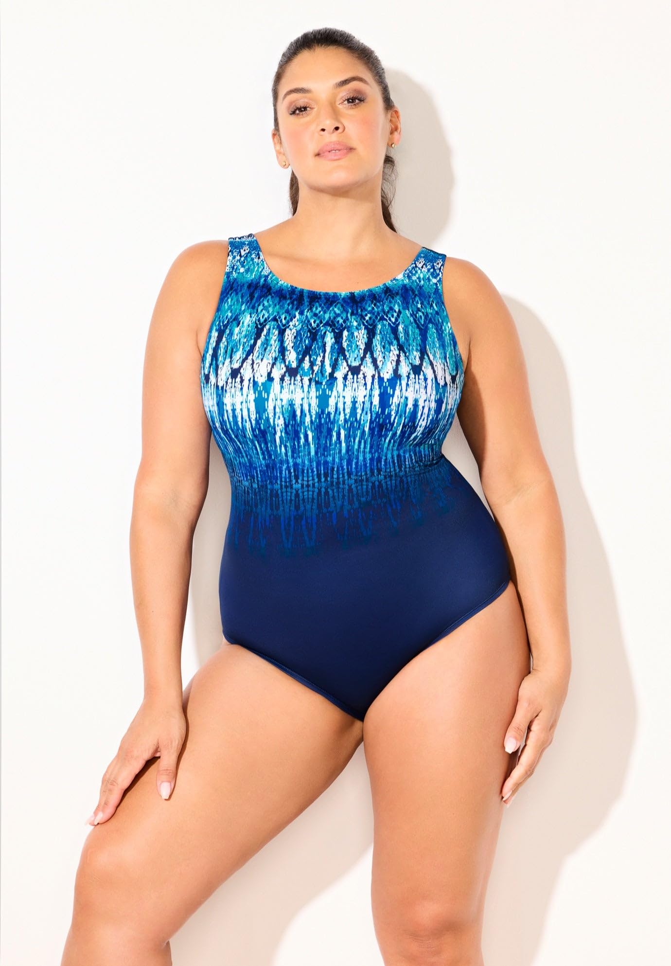 Swimsuits For All Women's Chlorine Resistant High Neck Tummy Control One Piece Swimsuit (Plus - Image 5
