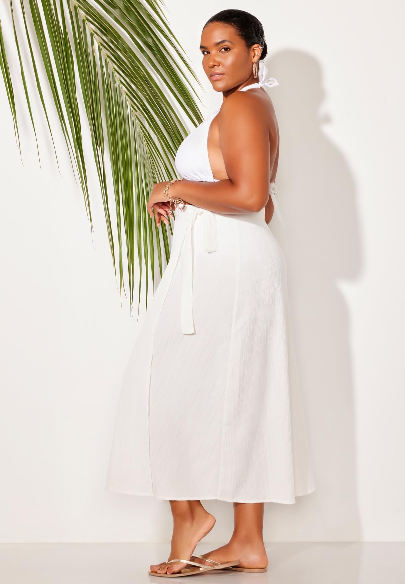 Swimsuits For All Women's Crinkle Pleat Wrap Skirt Cover Up (Plus - Image 3