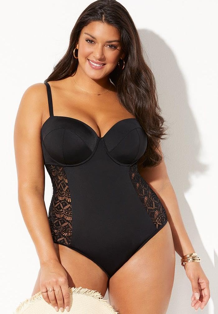 Swimsuits For All Women's Crochet Underwire One Piece Swimsuit (Plus - Image 4
