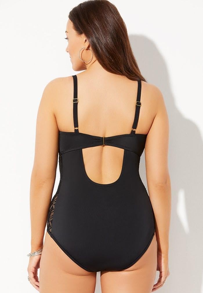 Swimsuits For All Women's Crochet Underwire One Piece Swimsuit (Plus - Image 5