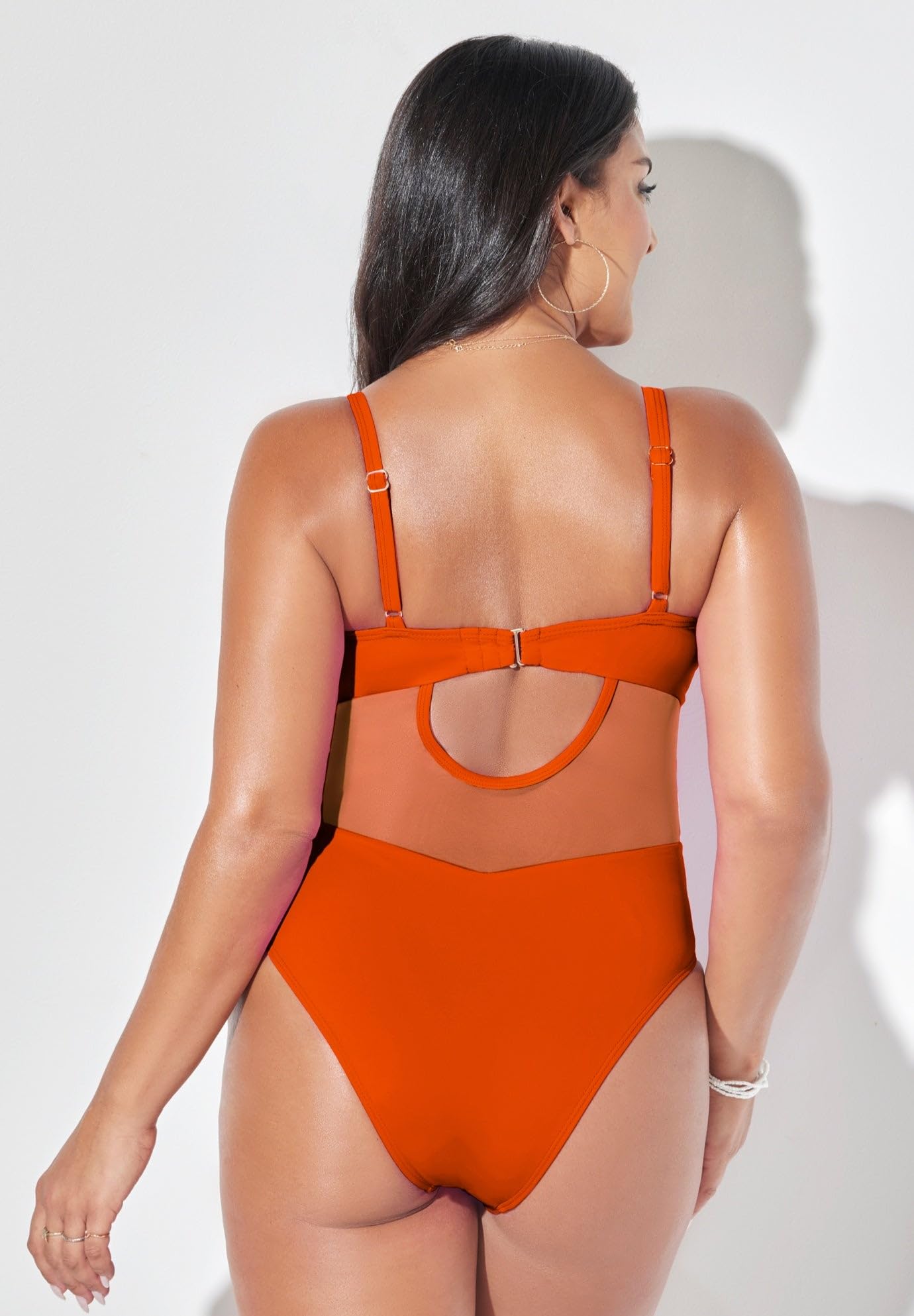 Swimsuits For All Women's Cup Sized Mesh Underwire One Piece Swimsuit (Plus - Image 2