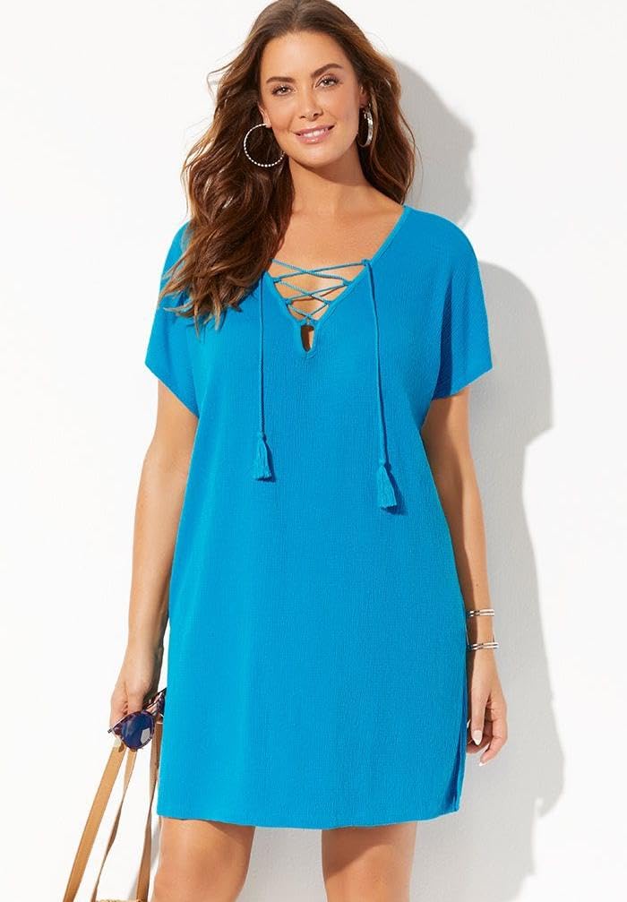 Swimsuits For All Women's Esme Lace Up Cover Up Dress (Plus - Image 4