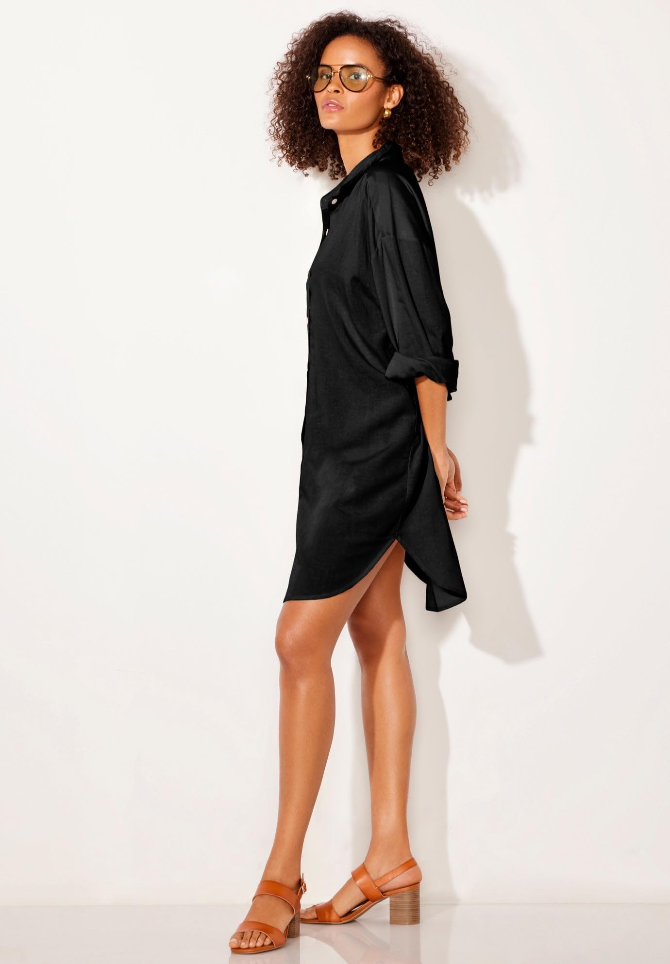 Swimsuits For All Women's Essential Go-Anywhere Oversized Beach Shirt Cover Up (Plus - Image 3