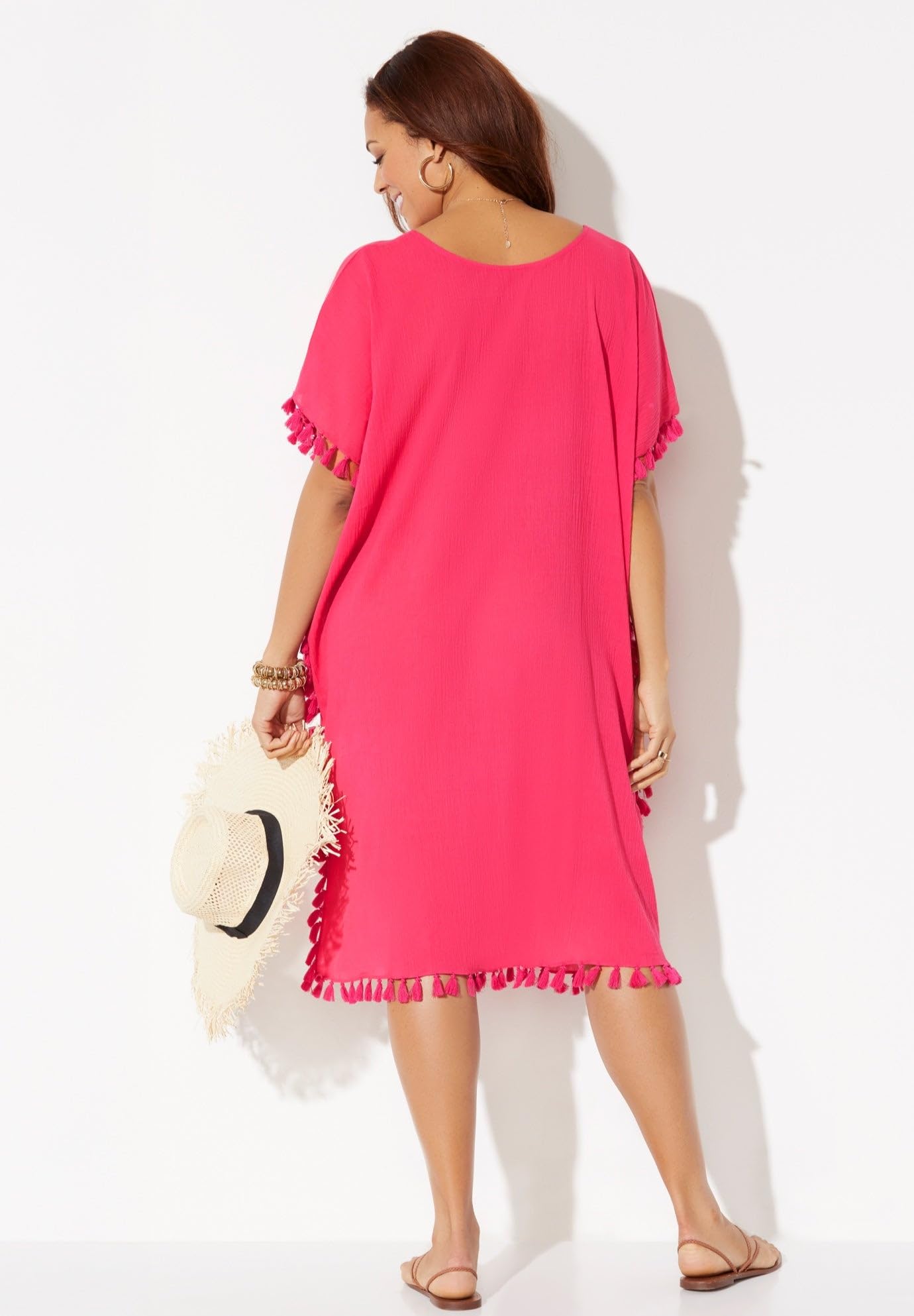 Swimsuits For All Women's Everly Pom Pom Cover Up Tunic (Plus - Image 2