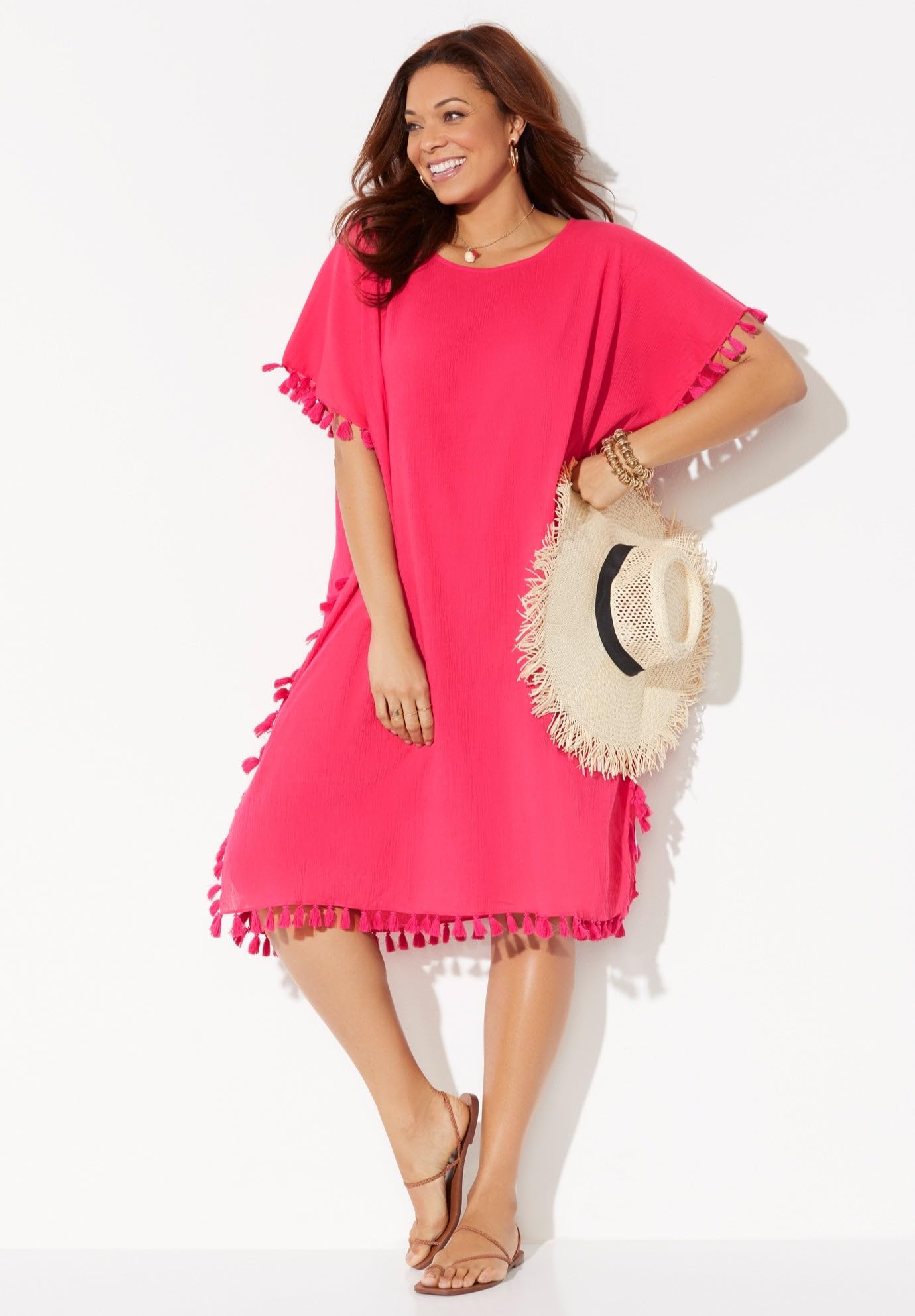 Swimsuits For All Women's Everly Pom Pom Cover Up Tunic (Plus - Image 3
