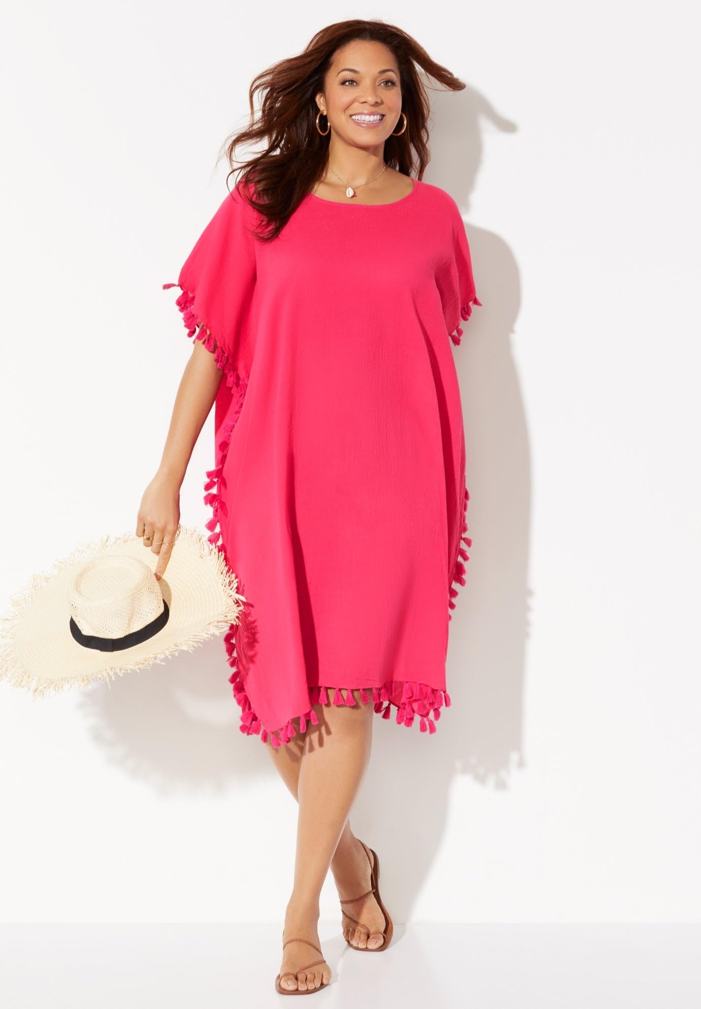 Swimsuits For All Women's Everly Pom Pom Cover Up Tunic (Plus - Image 4