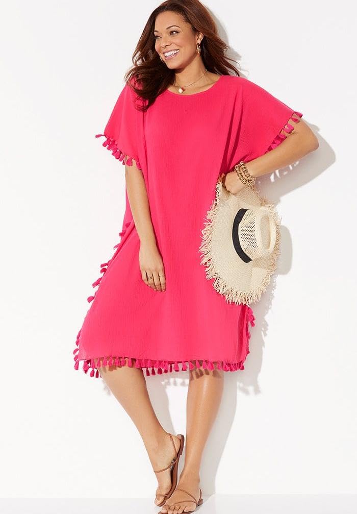 Swimsuits For All Women's Everly Pom Pom Cover Up Tunic (Plus - Image 5