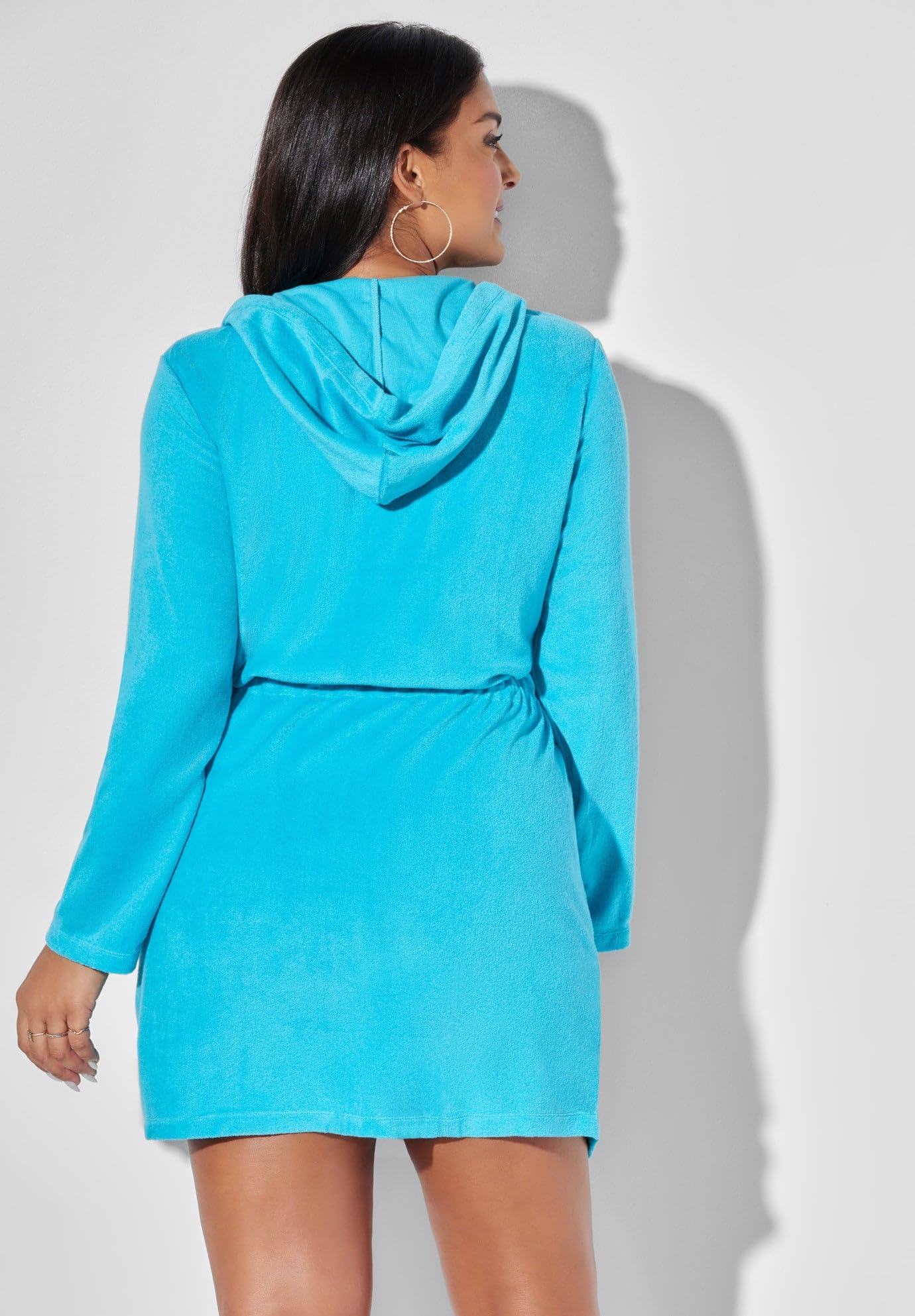 Swimsuits For All Women's French Terry Tie Waist Hoodie Cover Up (Plus - Image 2