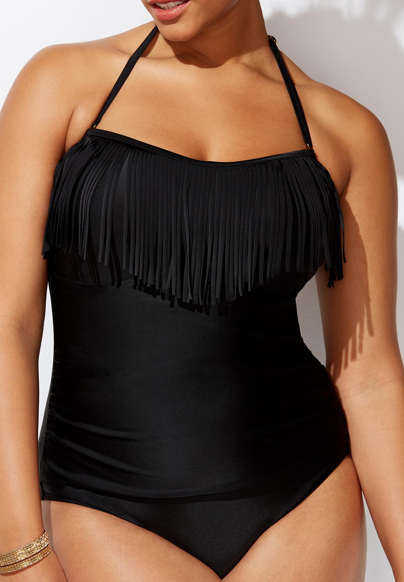 Swimsuits For All Women's Fringe Bandeau One Piece Swimsuit (Plus - Image 4