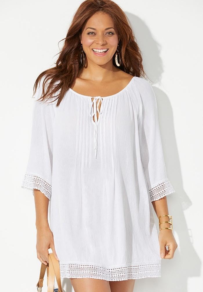 Swimsuits For All Women's Giana Crochet Cover Up Tunic (Plus - Image 3