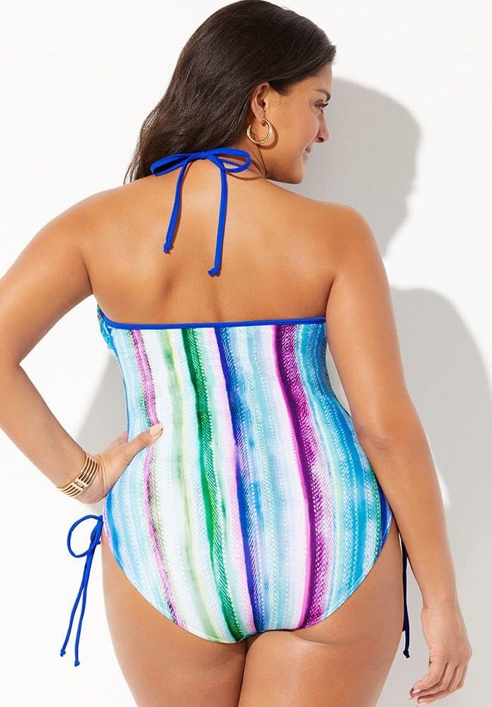 Swimsuits For All Women's Halter Adjustable One Piece Swimsuit (Plus - Image 2