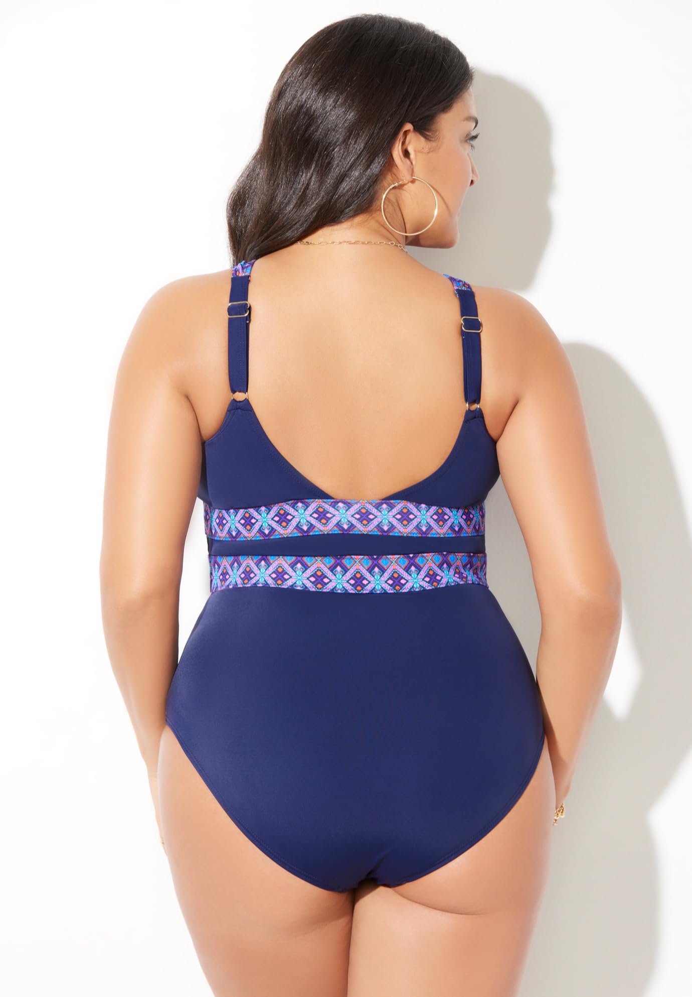 Swimsuits For All Women's High Neck Keyhole One Piece (Plus - Image 2