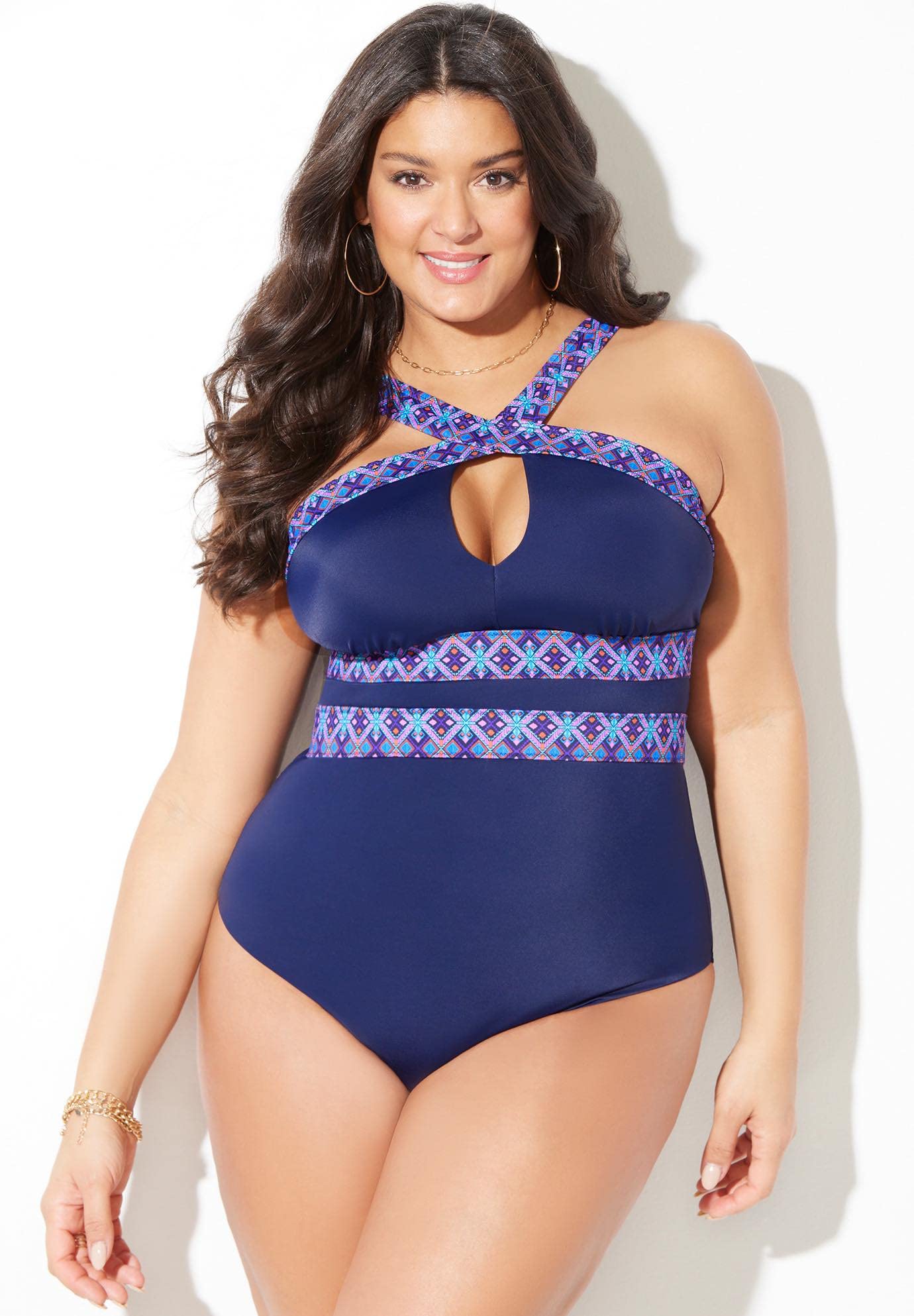Swimsuits For All Women's High Neck Keyhole One Piece (Plus - Image 4