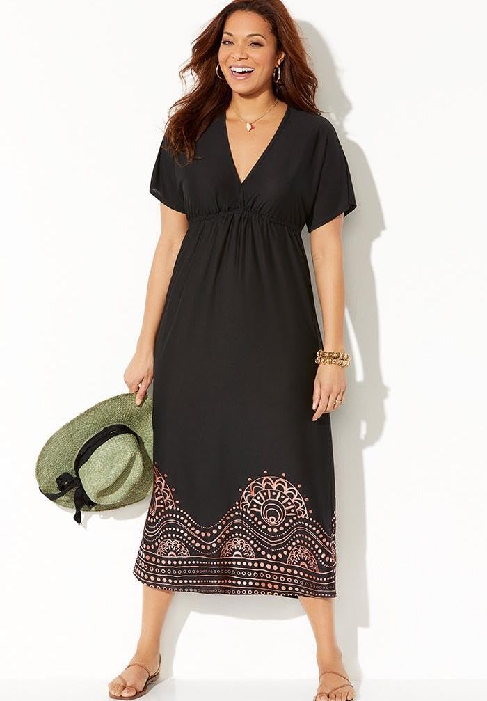 Swimsuits For All Women's Kate V-Neck Cover Up Maxi Dress (Plus - Image 3