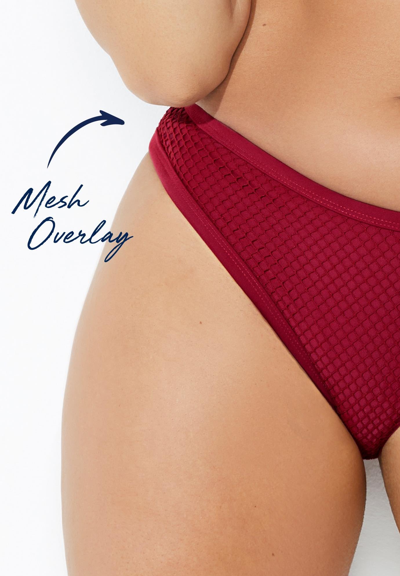 Swimsuits For All Women's Knit Mesh Overlay Bikini Bottom (Plus - Image 5