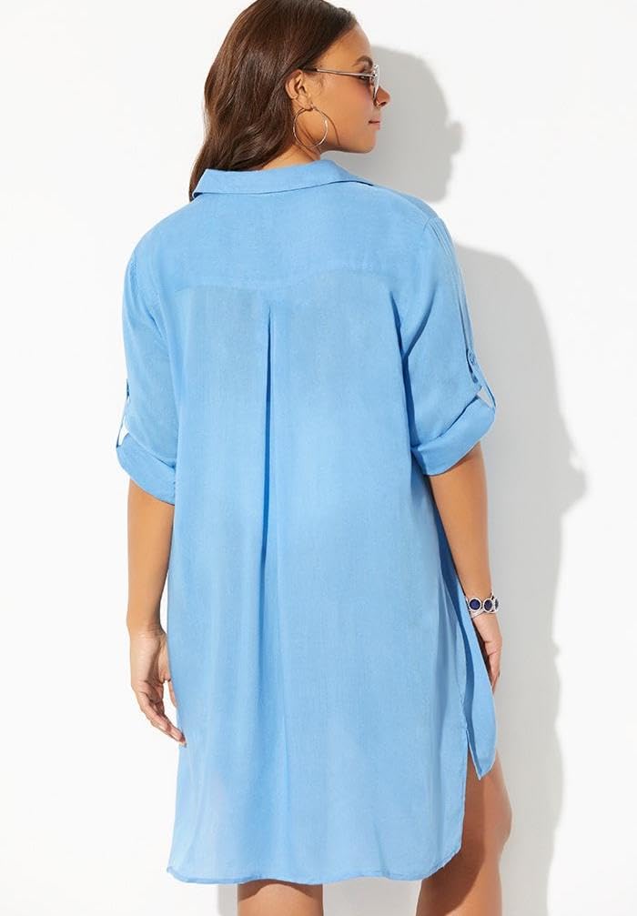 Swimsuits For All Women's Lyla Button Up Cover Up Shirt (Plus - Image 2